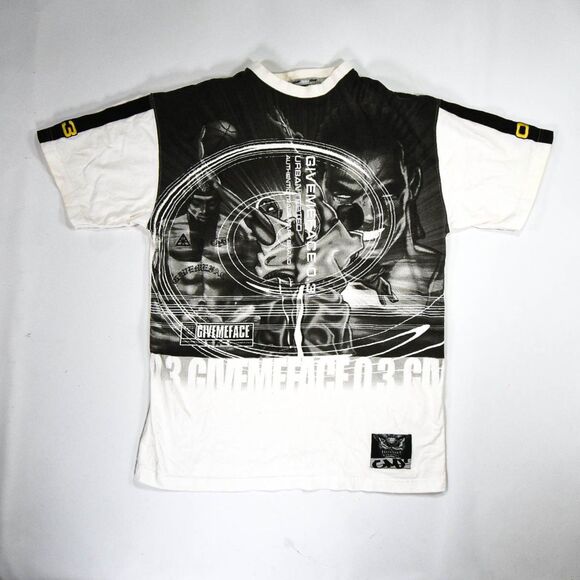 Vintage Y2K Give Me Face Embroidered Hip Hop Style T-Shirt - L - Picture 1 of 6